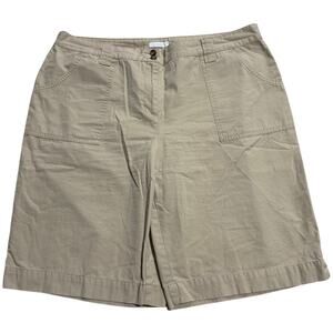 Charter Club Khaki Shorts Allison Fit 10.5" Womens Size 16 100% Cotton Tan Chino